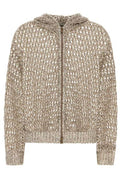 Brunello Cucinelli Dazzling Chiné Net Hooded Cardigan