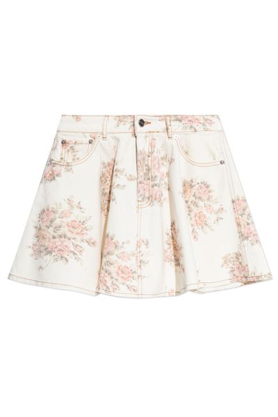 Ganni Floral Motif Denim Mini Skirt