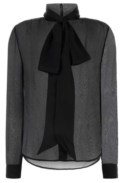 Saint Laurent Pussy-Bow Long-Sleeved Top