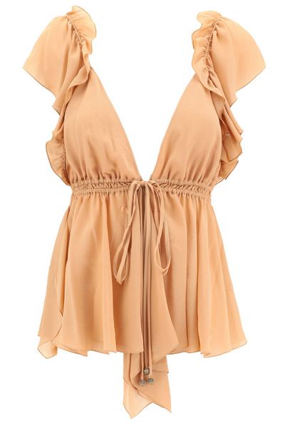 Chloé V-Neck Ruffle Detailed Top