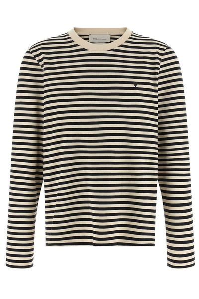 AMI De Coeur Mariniere Logo Embroidered Striped Ribbed T-Shirt