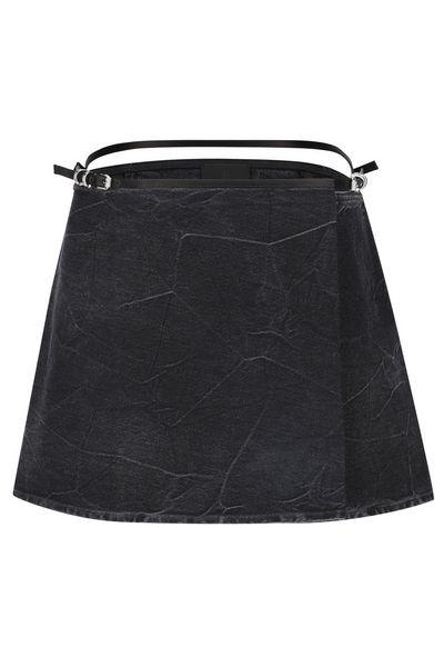 Givenchy Voyou Wrap Mini Denim Skirt