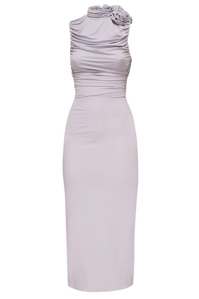 Magda Butrym Magda Burtym Ruched Mock Neck Midi Dress