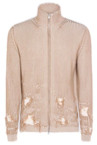 MM6 Maison Margiela Ribbed Knit Distressed Cardigan