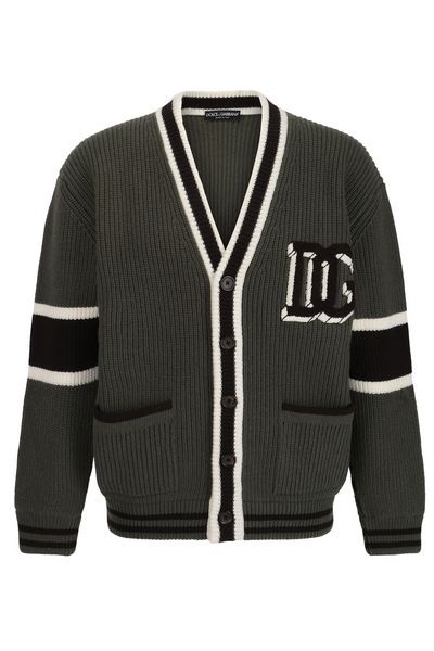 Dolce & Gabbana DG Logo Patch Rib-Knitted Cardigan