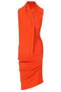 Fendi Asymmetric Draped Fitted Sleeveless Dress