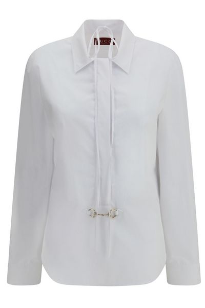 Gucci Horsebit Detail Long-Sleeve Poplin Shirt