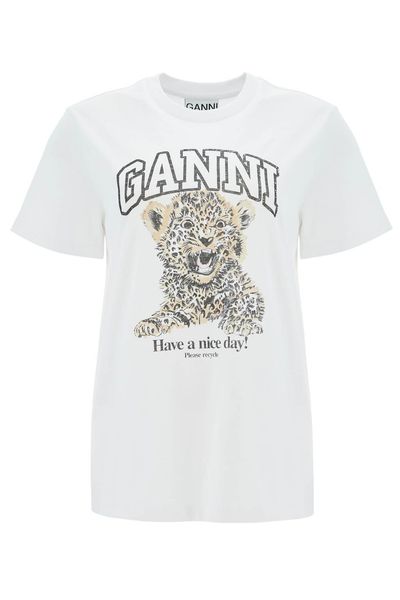 Ganni Logo Printed Crewneck T-Shirt
