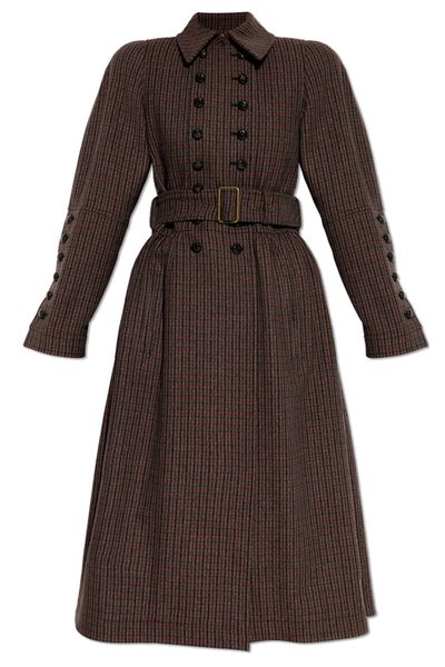 Chloé Double-Breasted Houndstooth Riding Coat