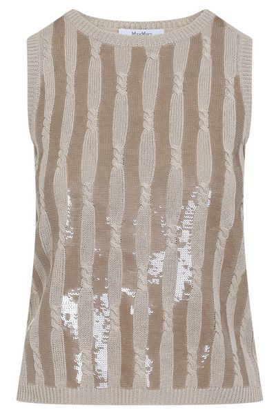 Max Mara Sequin Detailed Sleeveless Knitted Top