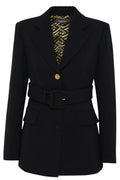 Versace Belted Waist Single-Breasted Blazer