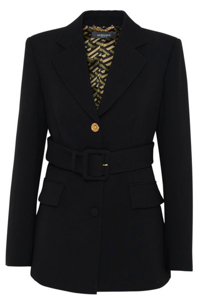 Versace Belted Waist Single-Breasted Blazer
