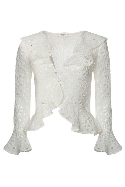 Saint Laurent Cut-Out Long-Sleeved Blouse