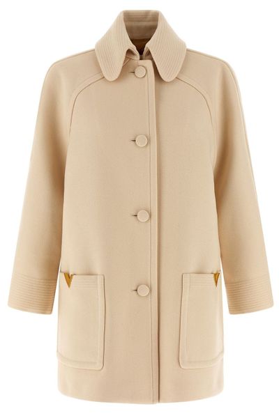 Valentino Logo Plaque Button-Up Peacoat
