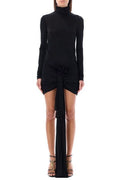 Saint Laurent Draped Turtleneck Mini Dress