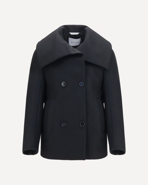 Balenciaga Asymmetric High Neck Peacoat
