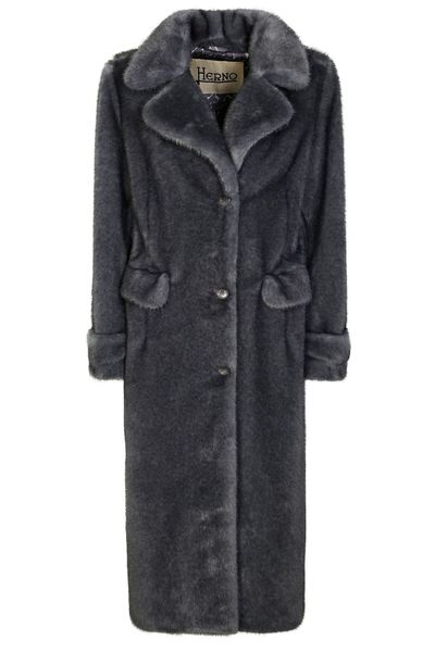 Herno Faux Fur Single Breasted Coat
