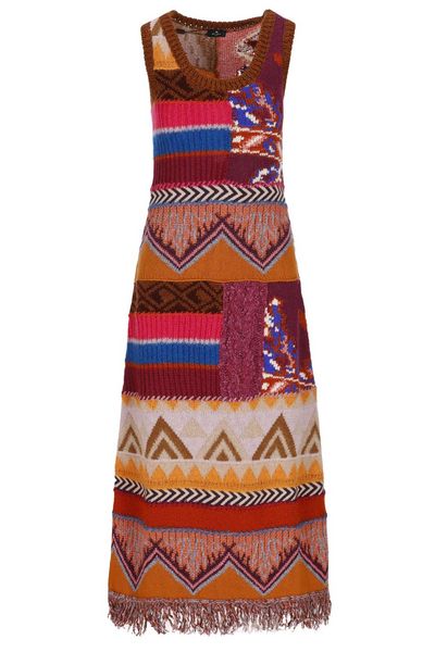Etro Long Patchwork Knitted Sleeveless Dress