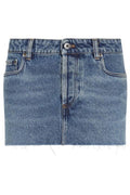 Miu Miu Logo Patch Denim Mini Skirt