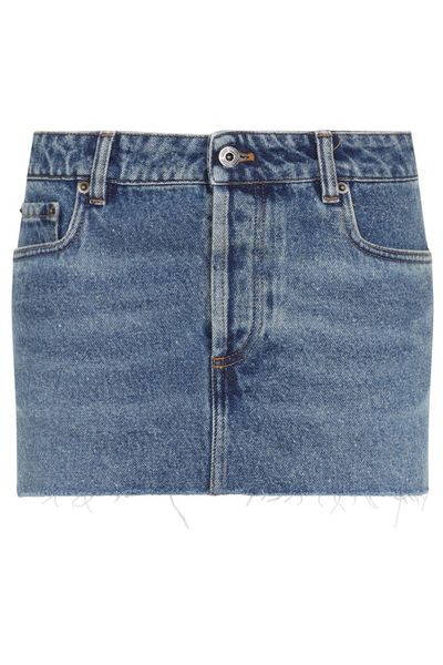 Miu Miu Logo Patch Denim Mini Skirt