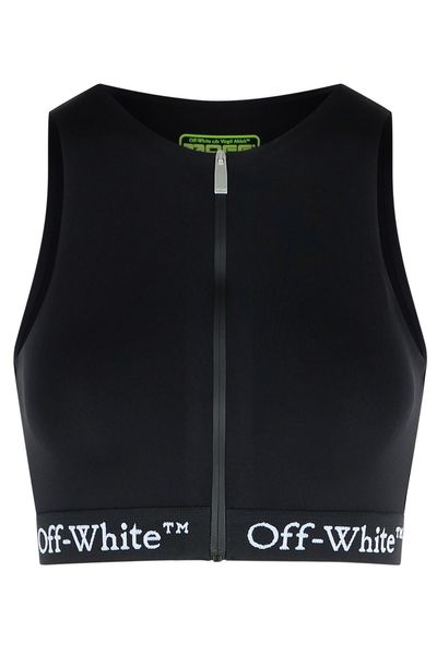 Off-White Zip-Up Crewneck Sleeveless Top