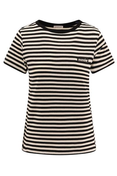 Moncler Logo Patch Striped Crewneck T-Shirt