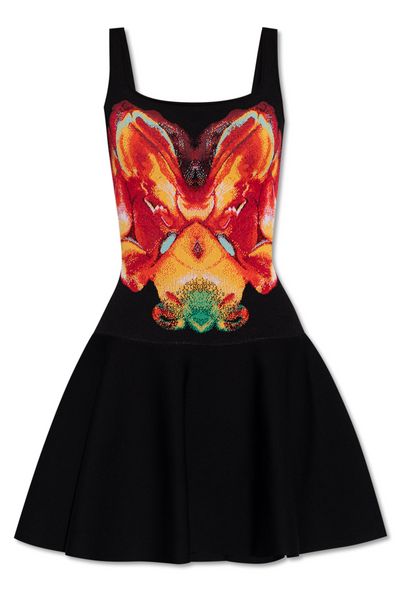 Alexander McQueen Solarised Orchid Jacquard Sleeveless Mini Dress
