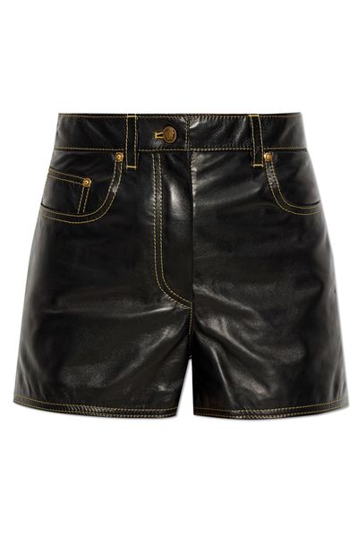 Versace High-Rise Leather Shorts