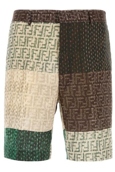 Fendi All-Over FF Printed Panelled Bermuda Shorts