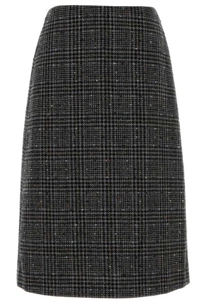 Fendi Checked Tweed Midi Skirt