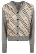Burberry Check Panel Buttoned Cardigan
