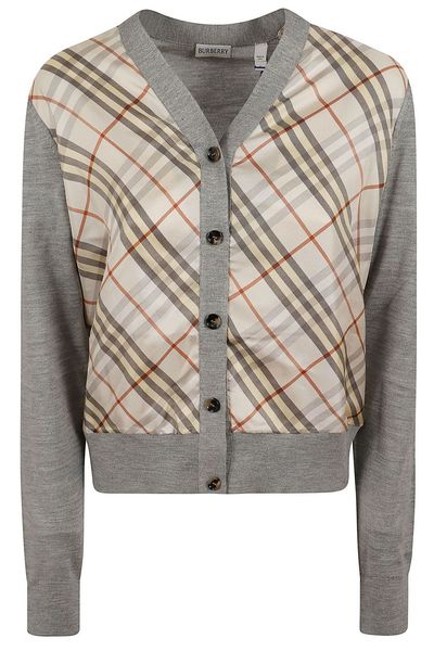 Burberry Check Panel Buttoned Cardigan