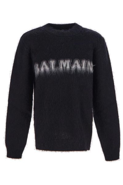 Balmain Retro Logo Intarsia Jumper