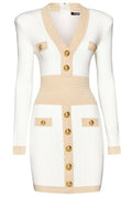 Balmain Button Embellished Lurex Dress