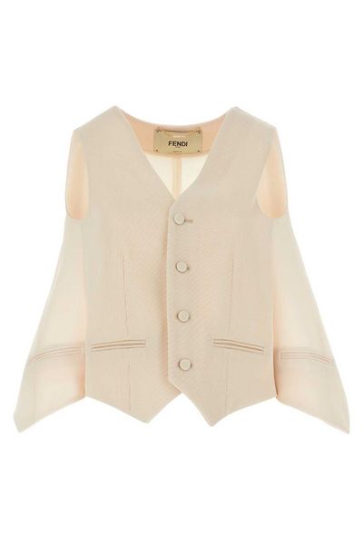 Fendi V-Neck Cut-Out Detailed Cape
