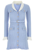 Self-Portrait Belted Ribbed Knitted Mini Dress