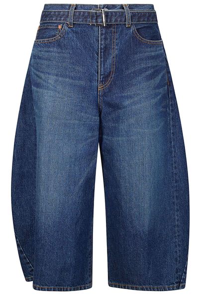 Sacai Belted Cropped Denim Shorts