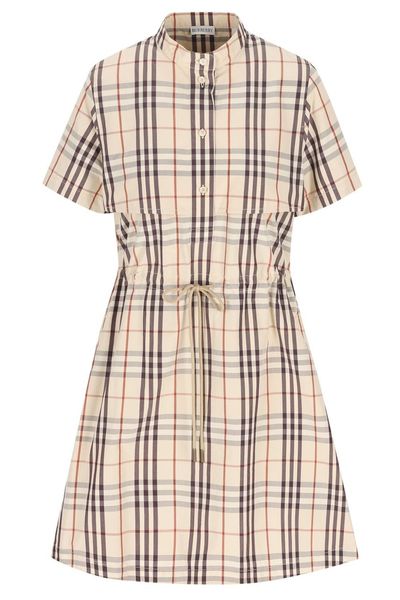 Burberry Checked Drawstring Shirt Dress