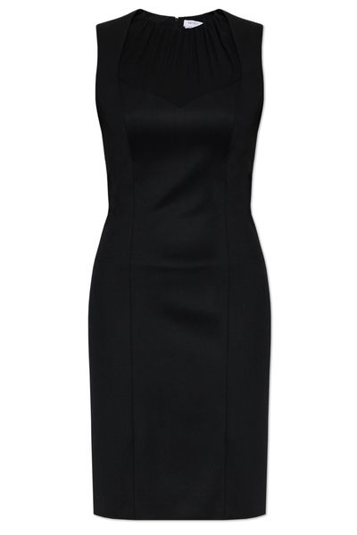 Alexander McQueen Pleated Neck Fitted Dress