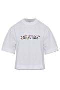 Off-White Bookish Glowing Flower Cropped T-Shirt