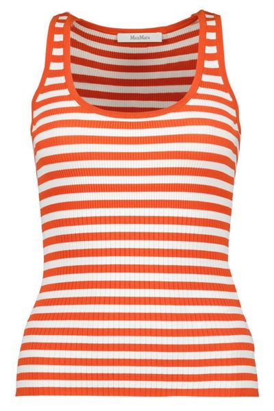 Max Mara Striped Ribbed Knit Tank Top