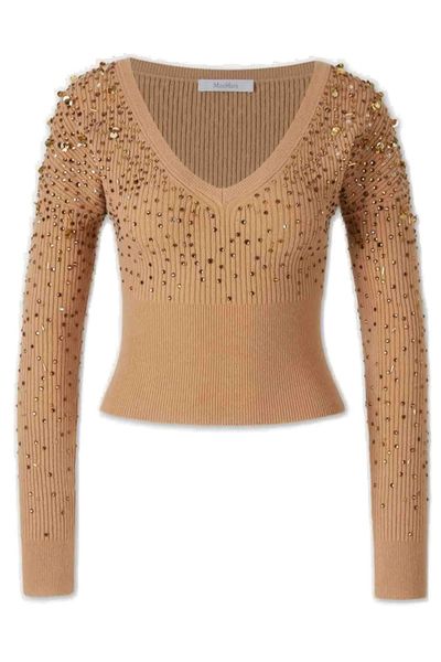Max Mara Embellished V-Neck Jumper