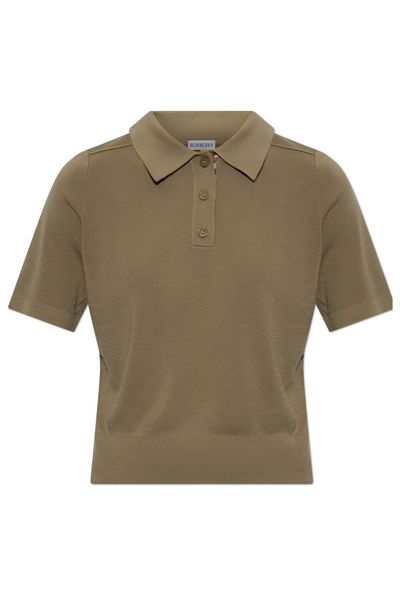 Burberry Check Trim Knitted Polo Shirt
