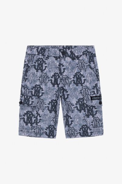 Roberto Cavalli Logo Jacquard Denim Shorts