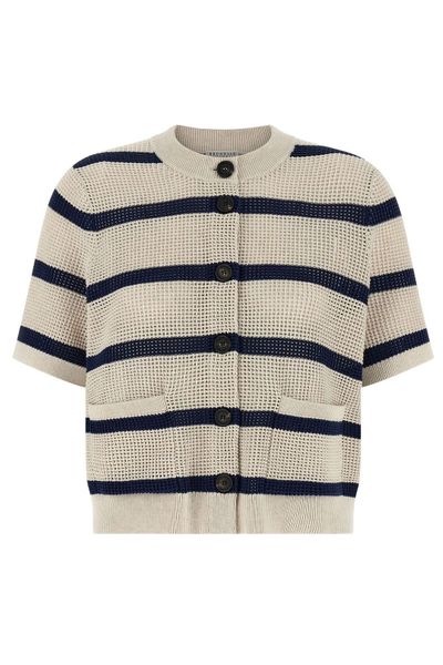 Brunello Cucinelli Net Striped Cardigan