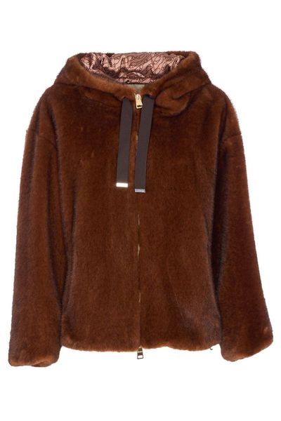 Herno Drawstring Hooded Shearling Coat