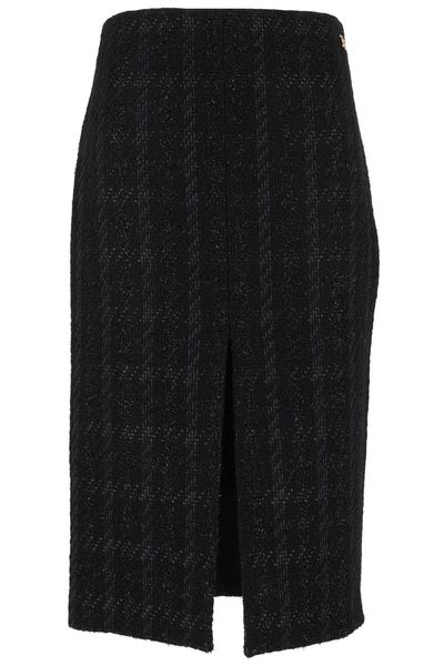 Elisabetta Franchi Front-Slit Tweed Midi Skirt
