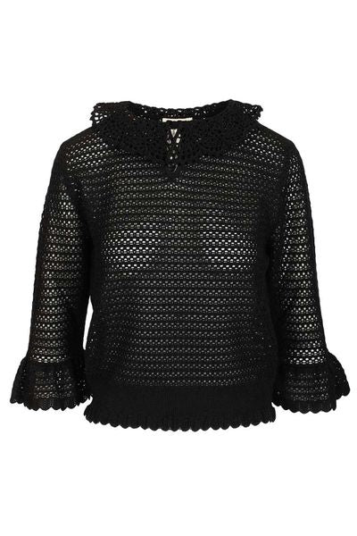 Chloé Elbow-Sleeve Collar Sweater
