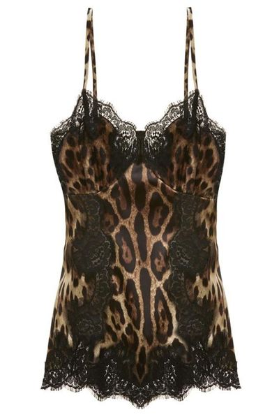 Dolce & Gabbana Leopard Print Lace Detail Camisole