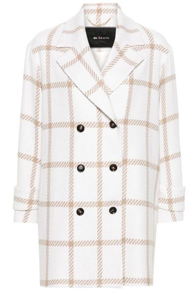 Kiton Checked V-Neck Coat